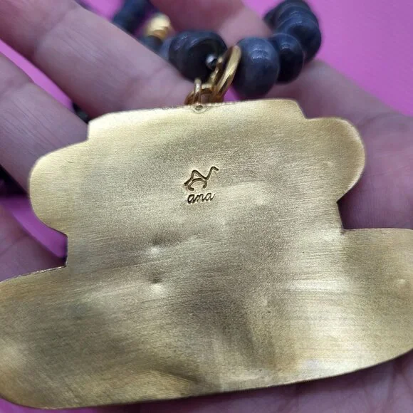 Ana Srdic S Africa Lapis Lazuli Beaded Gold Vermeil Amethyst Cabochon Necklace - Picture 11 of 14